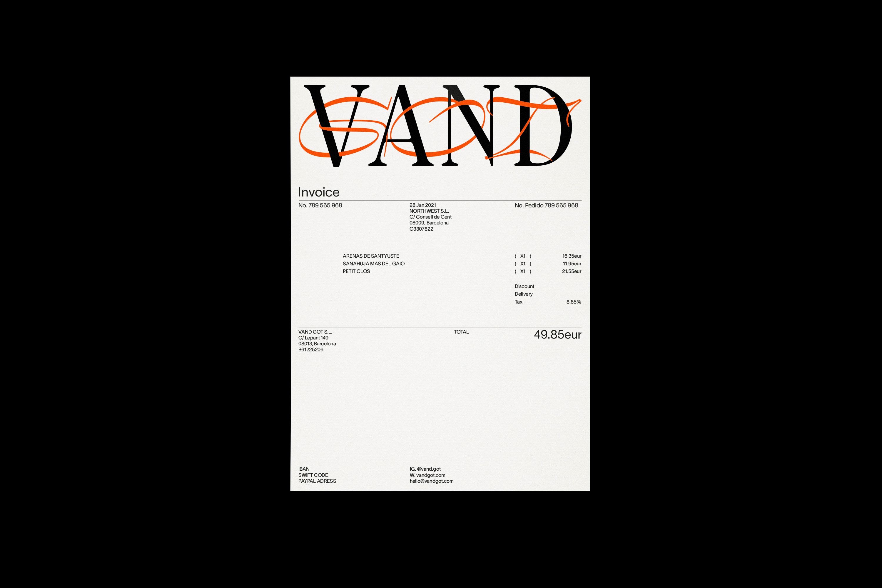 Vandgot invoice